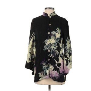 Black and Purple Floral Button-down Shirt - Small